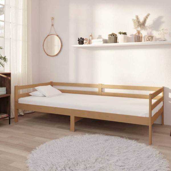 Sofá cama y colchón madera pino maciza marrón miel 90x200 cm