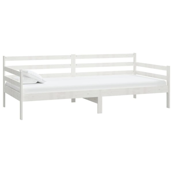 Sofá cama con colchón madera de pino maciza blanco 90x200 cm