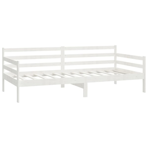 Sofá cama con colchón madera de pino maciza blanco 90x200 cm