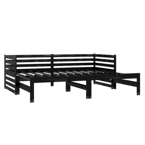 Sofá cama extraíble madera maciza de pino negro 2x(90x200) cm