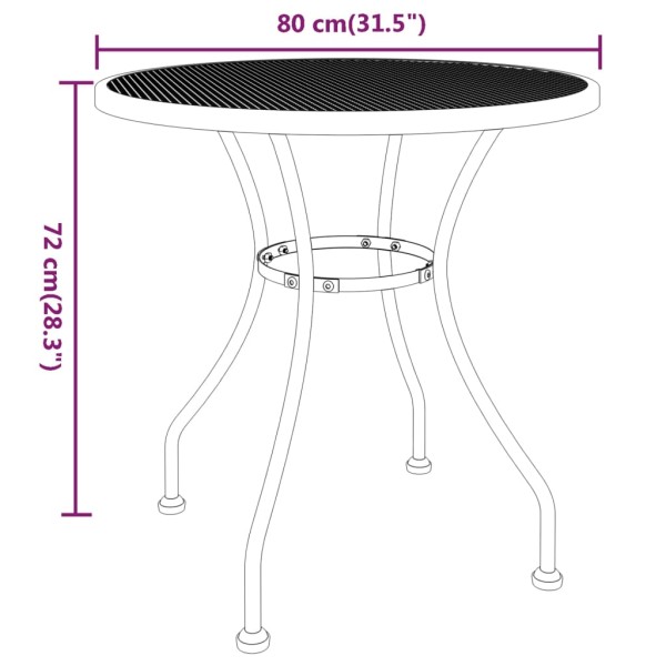 Set de comedor de jardín 3 pzas malla metal expandido antracita