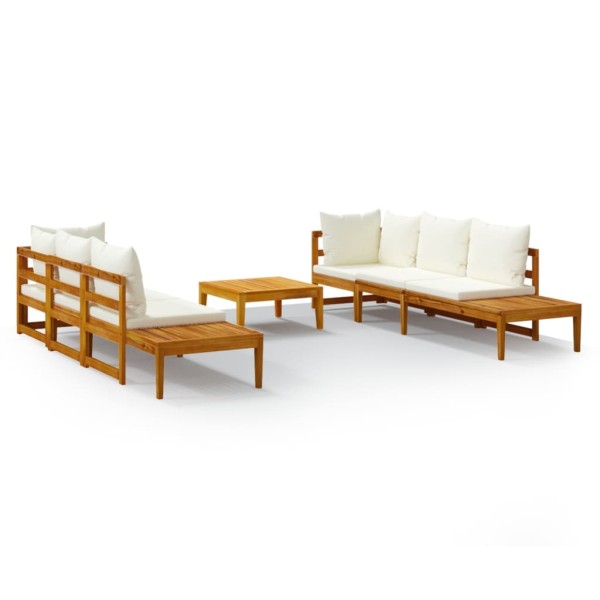 Set muebles de jardín 5 pzas cojines crema madera de acacia