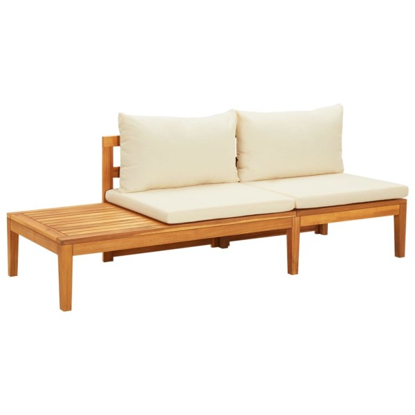 Set muebles de jardín 5 pzas cojines crema madera de acacia