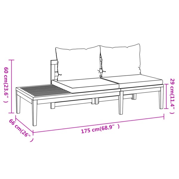 Set muebles de jardín 5 pzas cojines crema madera de acacia