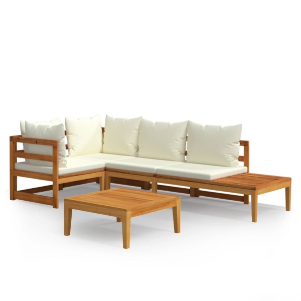 Set muebles de jardín 4 pzas cojines crema madera de acacia