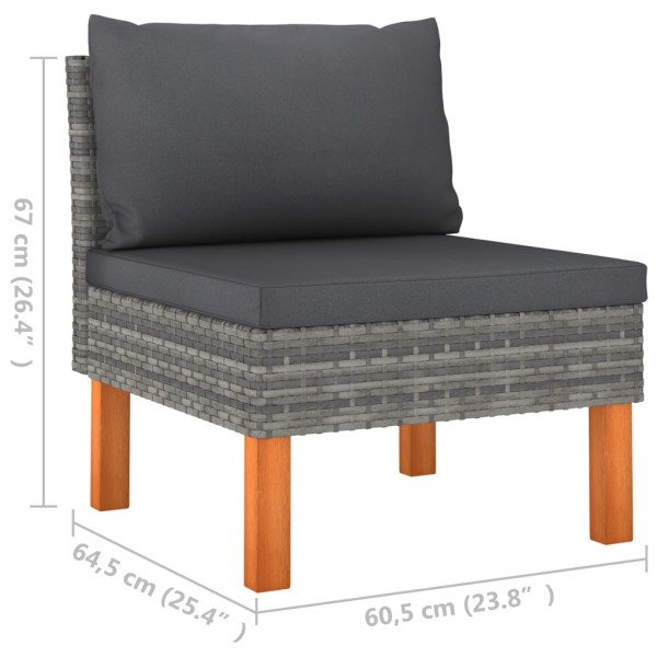 Set de muebles de jardín 9 pzas ratán sintético eucalipto gris