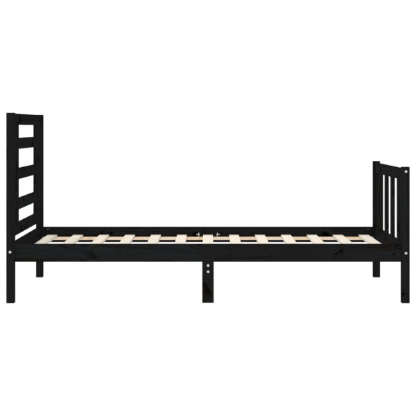 Estructura de cama con cabecero madera maciza negro