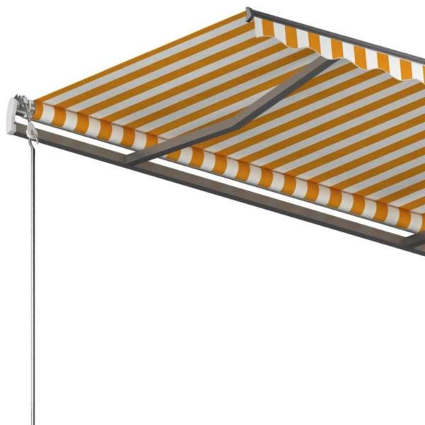 Toldo de pie retráctil manual amarillo y blanco 350x250 cm