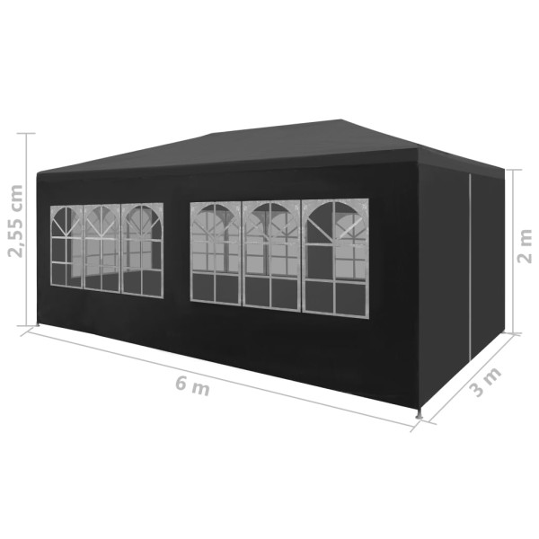 Carpa para fiestas gris antracita 3x6 m