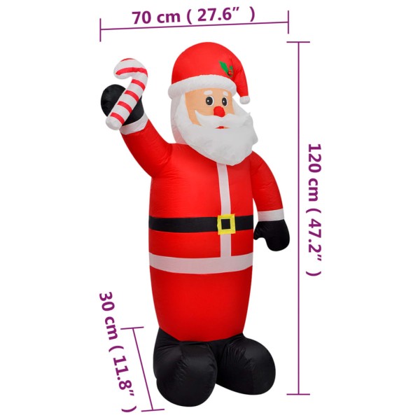 Papá Noel inflable con luces LED 120 cm