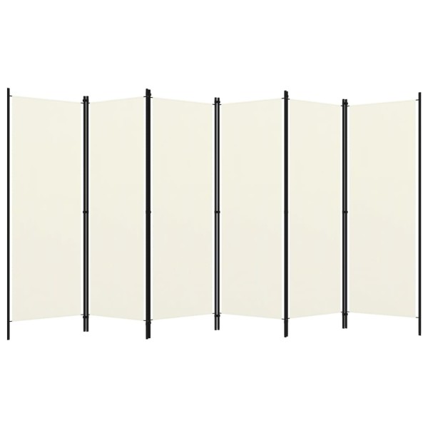 Biombo divisor de 6 paneles blanco crema 300x180 cm