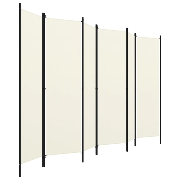 Biombo divisor de 6 paneles blanco crema 300x180 cm