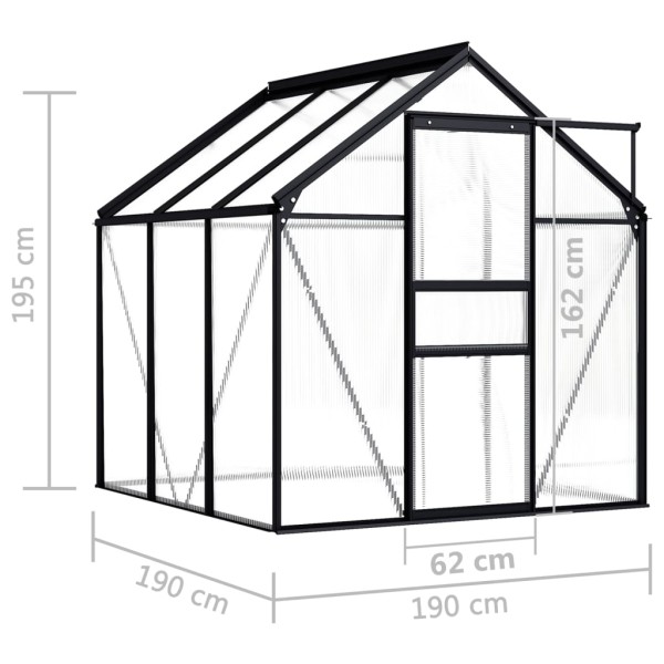 Invernadero de aluminio gris antracita 3,61 m²