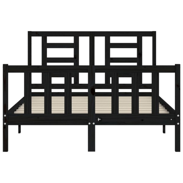 Estructura de cama con cabecero madera maciza negro 140x190 cm