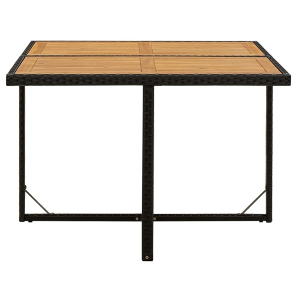 Mesa de jardín ratán sintético madera acacia negro 109x107x74cm