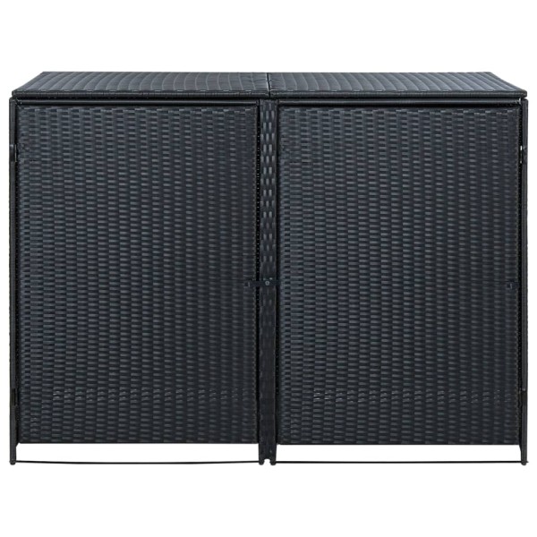 Cobertizo doble contenedor basura ratán negro 148x80x111cm