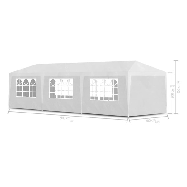 Carpa para fiestas blanco 3x9 m