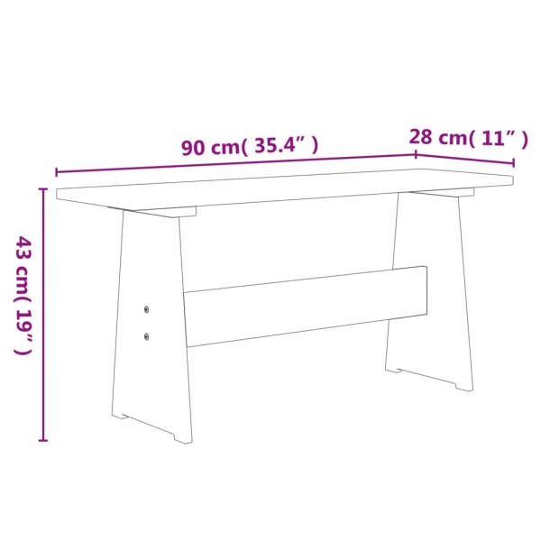 Mesa de comedor con banco de madera maciza de pino blanca