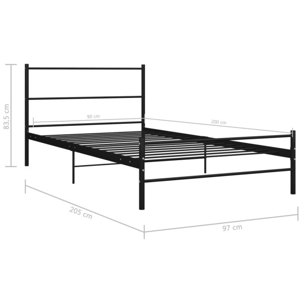 Estructura de cama de metal negro 90x200 cm