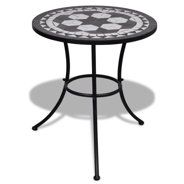 Mesa de bistro terraza mosaico negro y blanco 60 cm