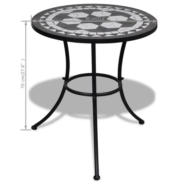 Mesa de bistro terraza mosaico negro y blanco 60 cm