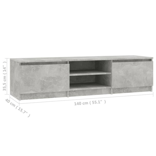 Mueble de TV madera contrachapada gris hormigón 140x40x35,5 cm