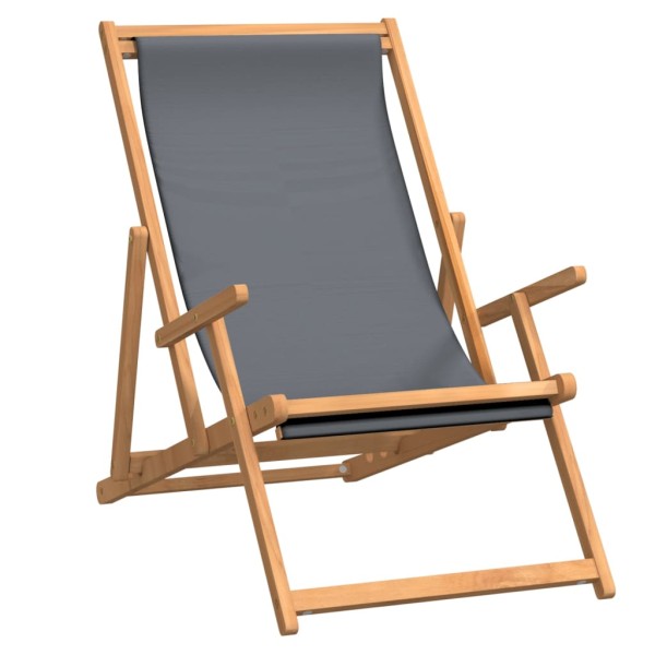 Silla de playa plegable de madera maciza de teca gris