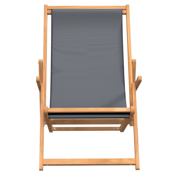 Silla de playa plegable de madera maciza de teca gris