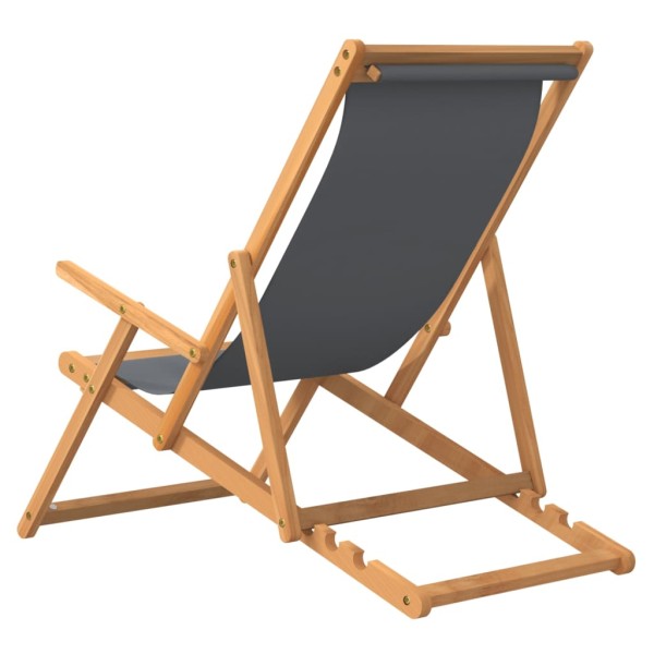 Silla de playa plegable de madera maciza de teca gris