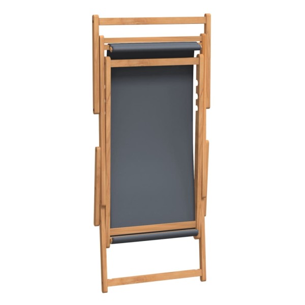 Silla de playa plegable de madera maciza de teca gris