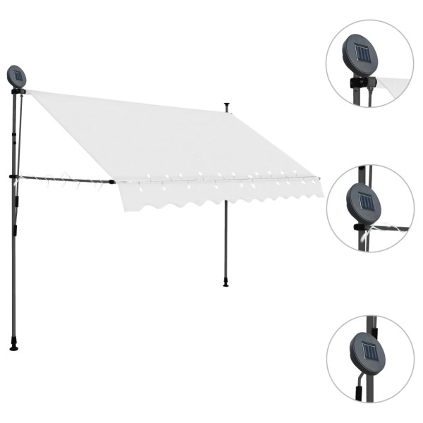 Toldo manual retráctil con LED crema 300 cm