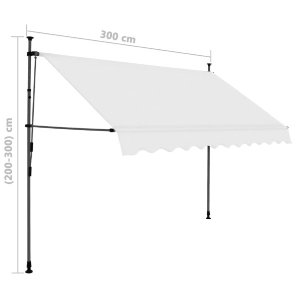 Toldo manual retráctil con LED crema 300 cm