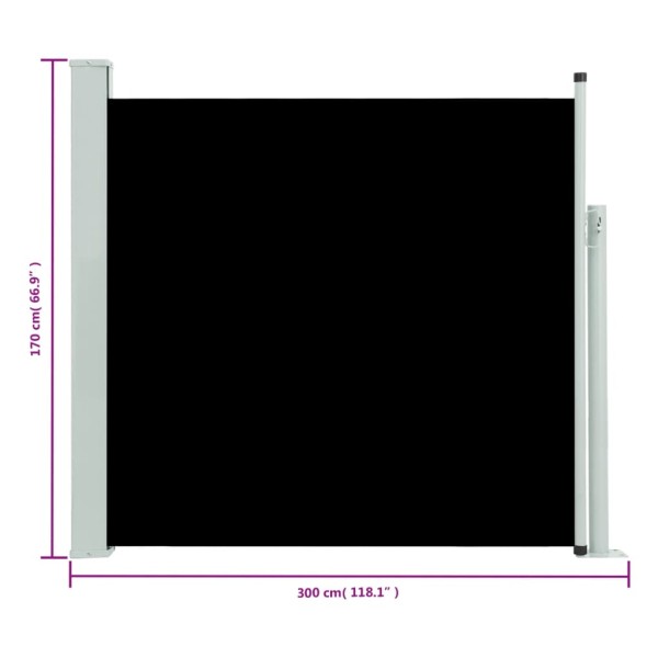 Toldo lateral retráctil de jardín negro 170x300 cm