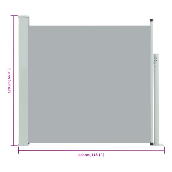 Toldo lateral retráctil de jardín gris 170x300 cm