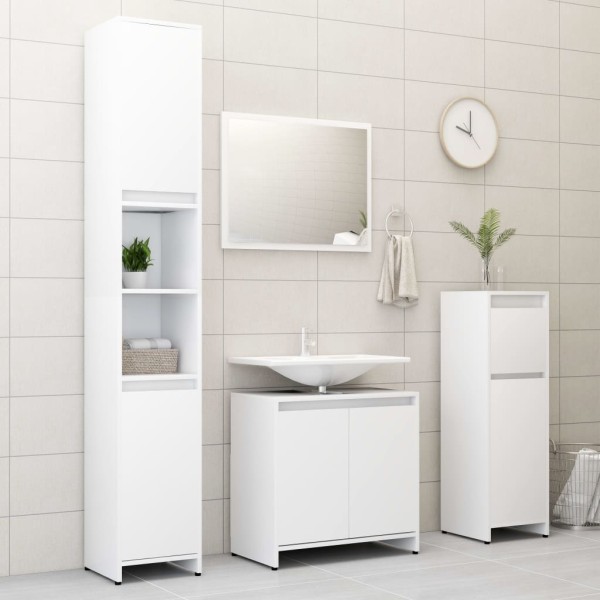 Armario de baño madera contrachapada blanco 30x30x95 cm