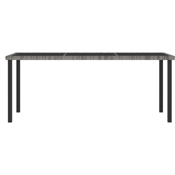 Mesa de comedor para jardín ratán sintético gris 180x70x73 cm