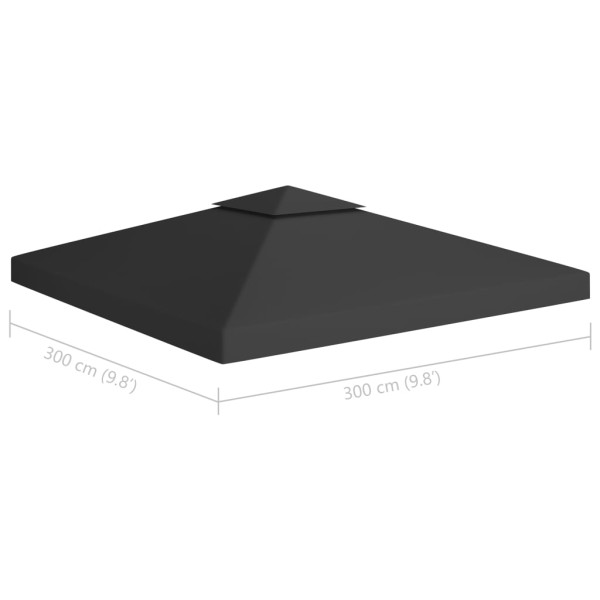 Toldo de cenador 2 niveles 310 g/m² 3x3 m negro