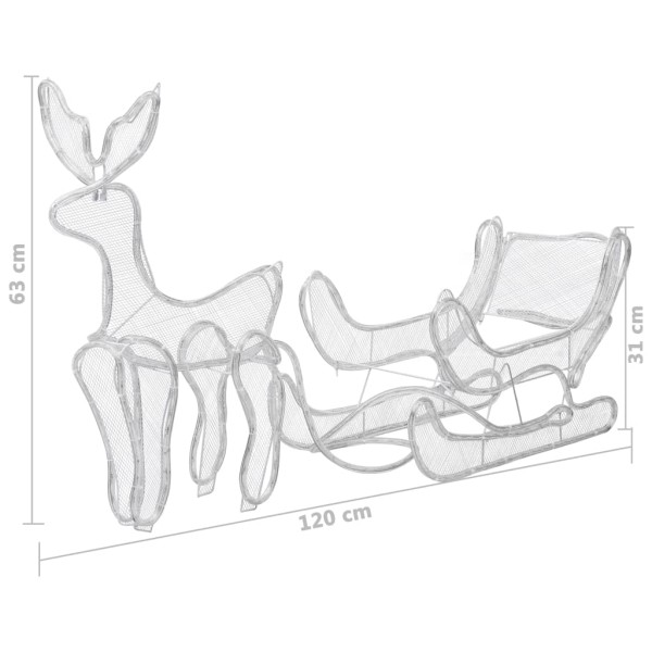Luces de Navidad de reno y trineo con malla 432 LEDs