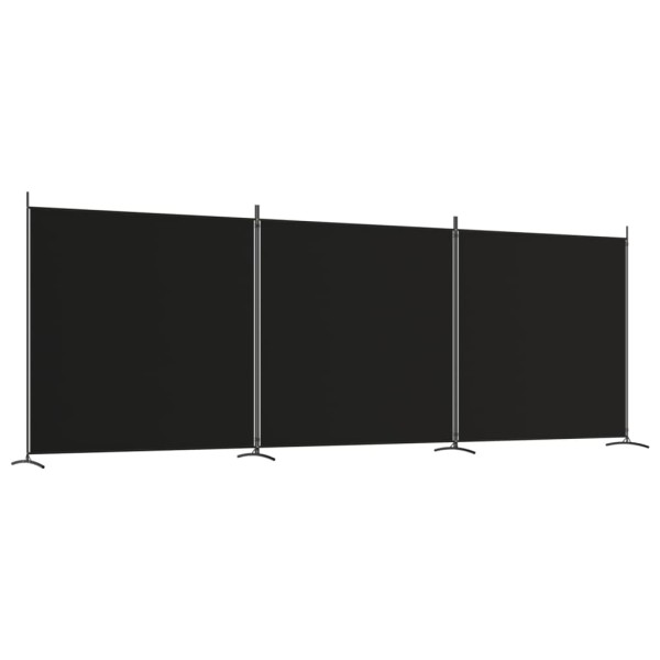 Biombo divisor de 3 paneles de tela negro 525x180 cm