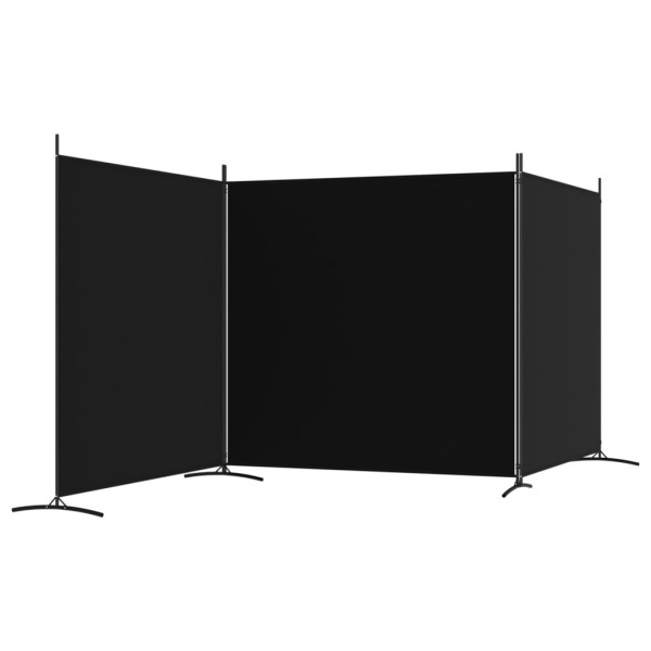 Biombo divisor de 3 paneles de tela negro 525x180 cm