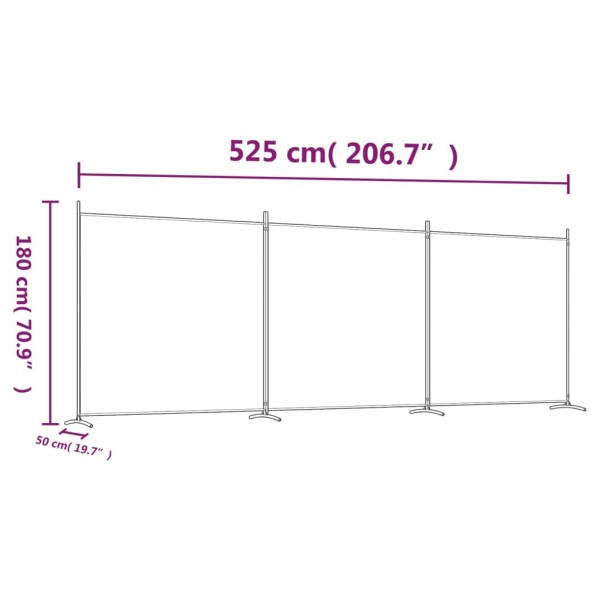 Biombo divisor de 3 paneles de tela negro 525x180 cm