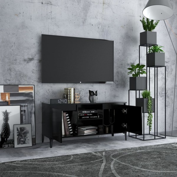 Mueble de TV con patas de metal negro 103,5x35x50 cm