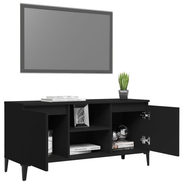 Mueble de TV con patas de metal negro 103,5x35x50 cm