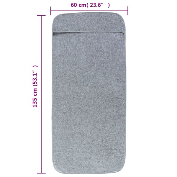 Toallas de playa 2 uds tela gris 400 g/m² 60x135 cm