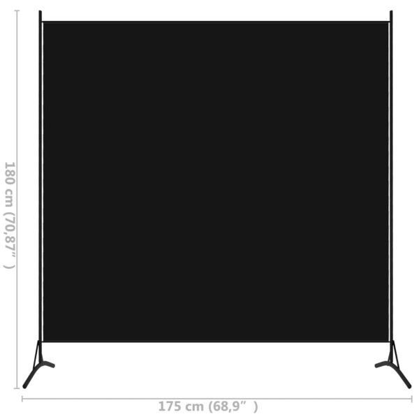 Biombo divisor de 1 panel negro 175x180 cm