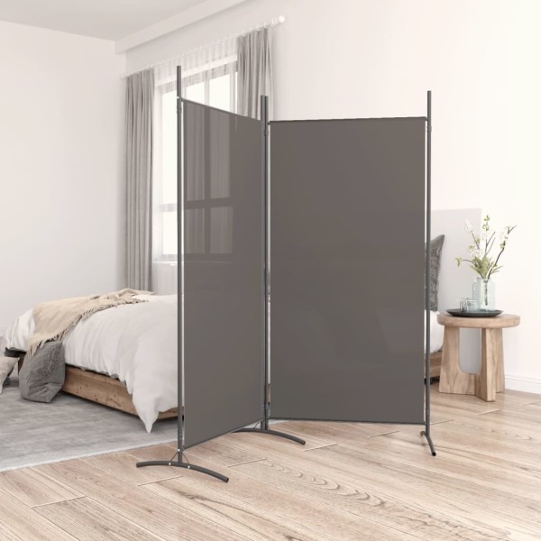 Biombo divisor de 2 paneles de tela gris antracita 175x180 cm