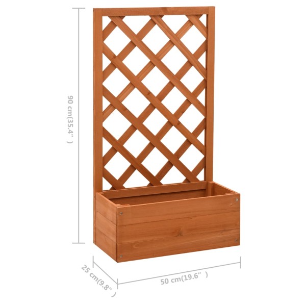 Jardinera enrejada de jardín madera abeto naranja 50x25x90 cm