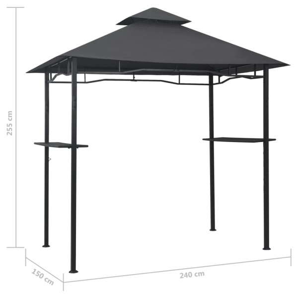 Cenador de BBQ acero antracita 240x150x255 cm