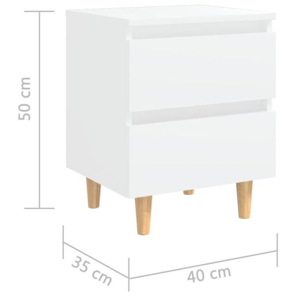 Mesitas de noche 2 uds patas madera maciza blanco 40x35x50 cm