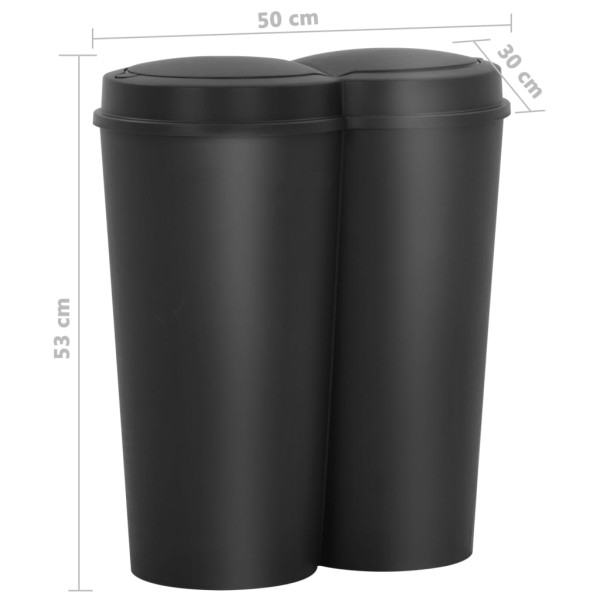 Cubo de basura doble negro 50 L